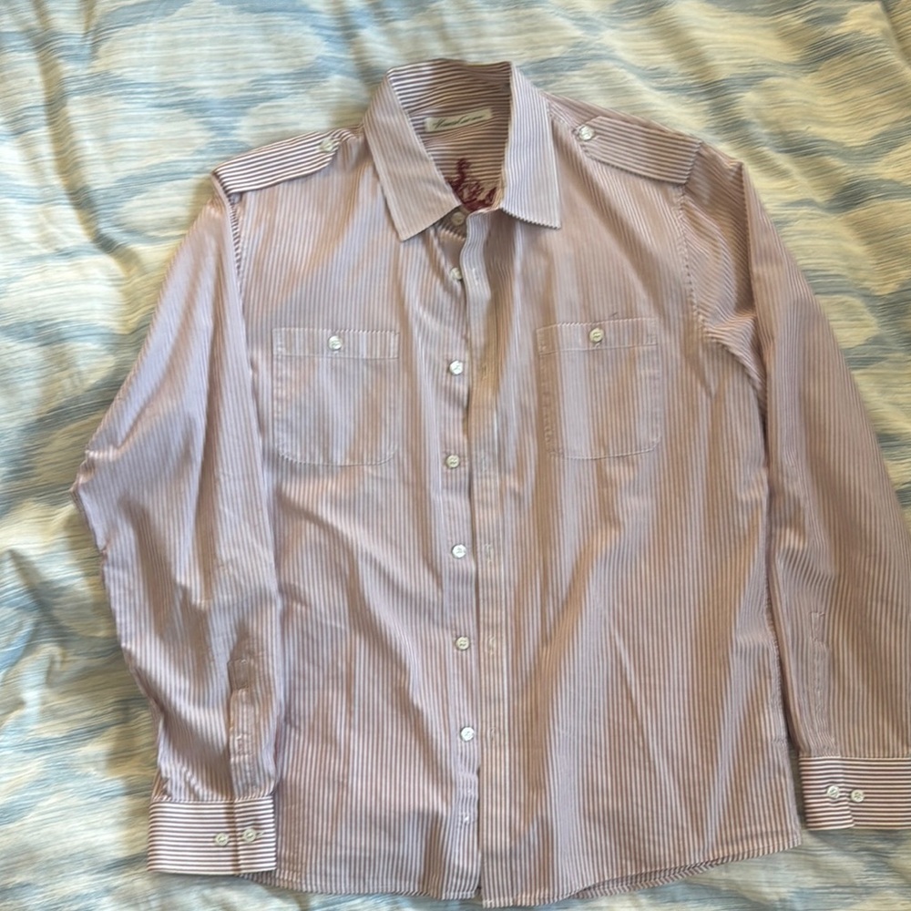Kenneth Cole Men's Pink Striped Button Down Shirt
